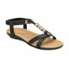 Black Bettina Flat Open-Toe Sandals | Lotus