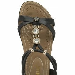 Black Bettina Flat Open-Toe Sandals | Lotus -Lotus Shop black bettina flat open toe sandals lotus p13196 31696 medium