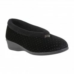 Black Beverley Velour Slippers | Lotus