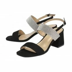 Lotus Shop -Lotus Shop black diamante elisena open toe block heel sandals lotus p13727 33070 medium