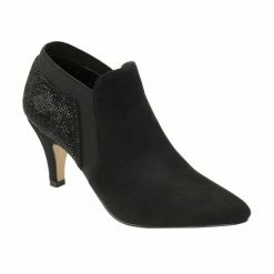 Black & Diamante Kristina Pointed Toe Shoe-Boots | Lotus