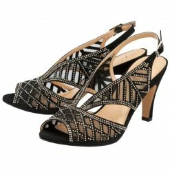 Lotus Shop -Lotus Shop black diamante natalia peep toe sandals lotus p12915 30296 medium