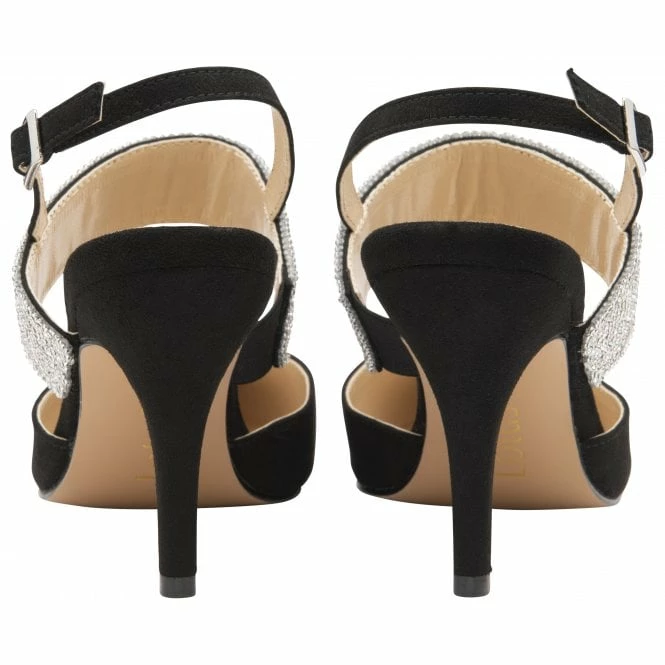 Black & Diamante Violette Slingback Court Shoes | Lotus 5 Black & Diamante Violette Slingback Court Shoes | Lotus - Image 3