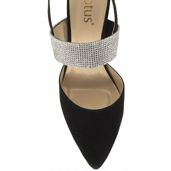 Black & Diamante Violette Slingback Court Shoes | Lotus 6 Black & Diamante Violette Slingback Court Shoes | Lotus - Image 4