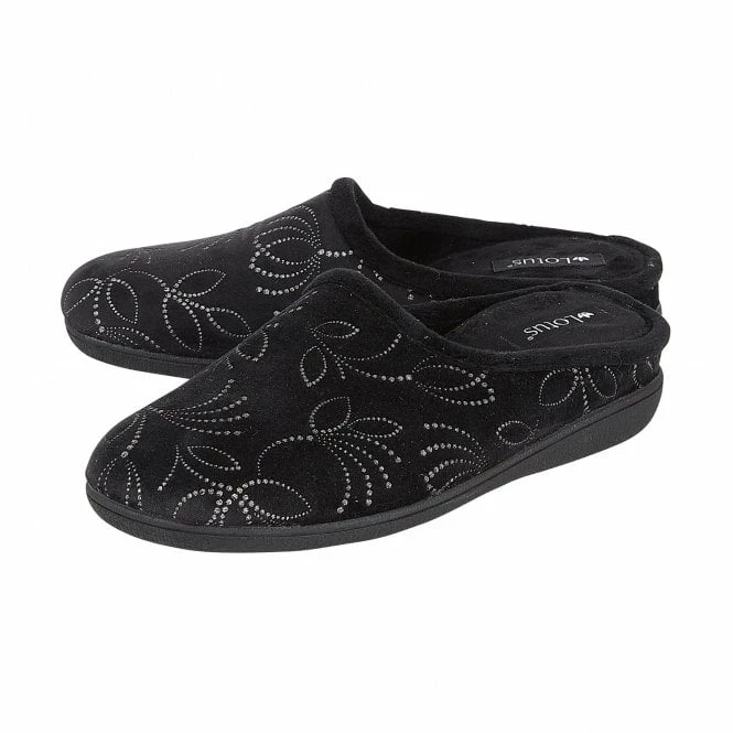 Black Elizabeth Textile Mule Slippers | Lotus 4 Black Elizabeth Textile Mule Slippers | Lotus - Image 2