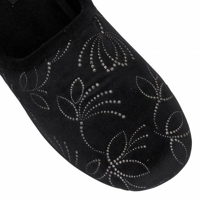 Black Elizabeth Textile Mule Slippers | Lotus 6 Black Elizabeth Textile Mule Slippers | Lotus - Image 4