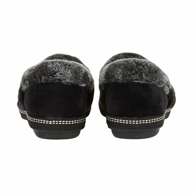 Black Greta Textile Slippers | Lotus 5 Black Greta Textile Slippers | Lotus - Image 3