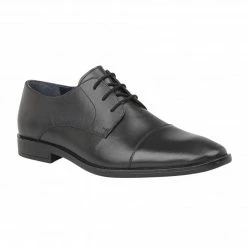 Black Leather Euston Lace-Up Derby Shoes | Lotus