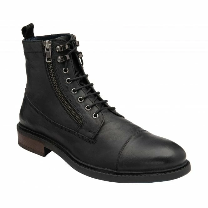 Black Leather Harry Zip-Up Ankle Boots | Lotus 3 Black Leather Harry Zip-Up Ankle Boots | Lotus