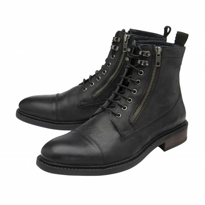 Black Leather Harry Zip-Up Ankle Boots | Lotus 4 Black Leather Harry Zip-Up Ankle Boots | Lotus - Image 2