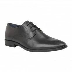 Black Leather Ivan Lace-Up Derby Shoes | Lotus