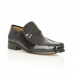 Black Leather Lowndes Loafers | Rombah Wallace