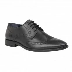 Black Leather Milton Lace-Up Brogues | Lotus