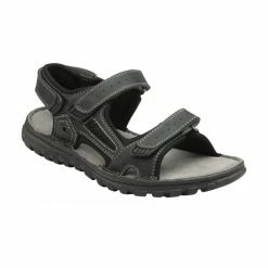 Black Leather Noah Strap Sandals | Lotus