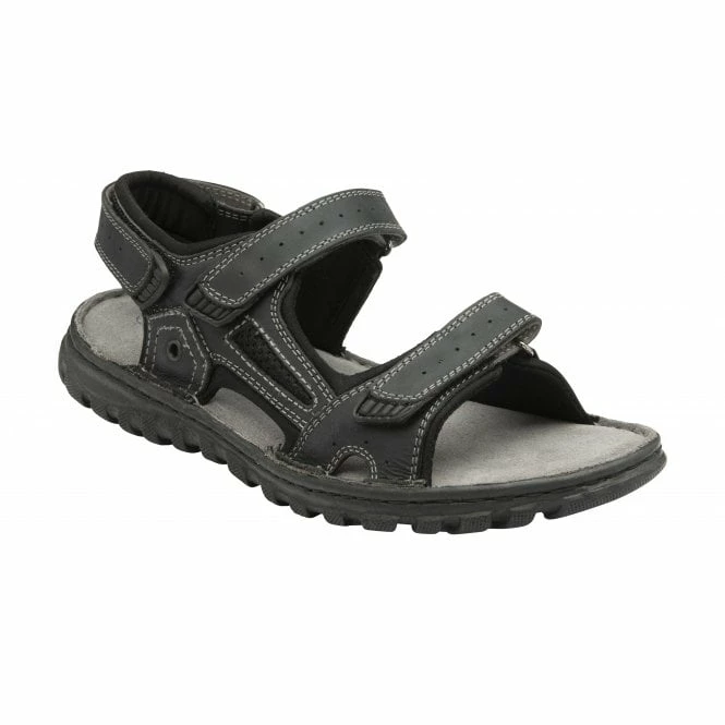 Black Leather Noah Strap Sandals | Lotus 3 Black Leather Noah Strap Sandals | Lotus