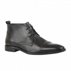 Black Leather Norris Lace-Up Boots | Lotus