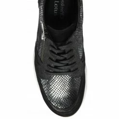 Black Leather & Snake-Print Sheryl Casual Trainers | Stressless By Lotus -Lotus Shop black leather snake print sheryl casual trainers stressless by lotus p13047 30880 medium