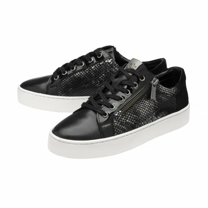 Black Leather & Snake-Print Sky Casual Trainers | Stressless By Lotus 4 Black Leather & Snake-Print Sky Casual Trainers | Stressless By Lotus - Image 2