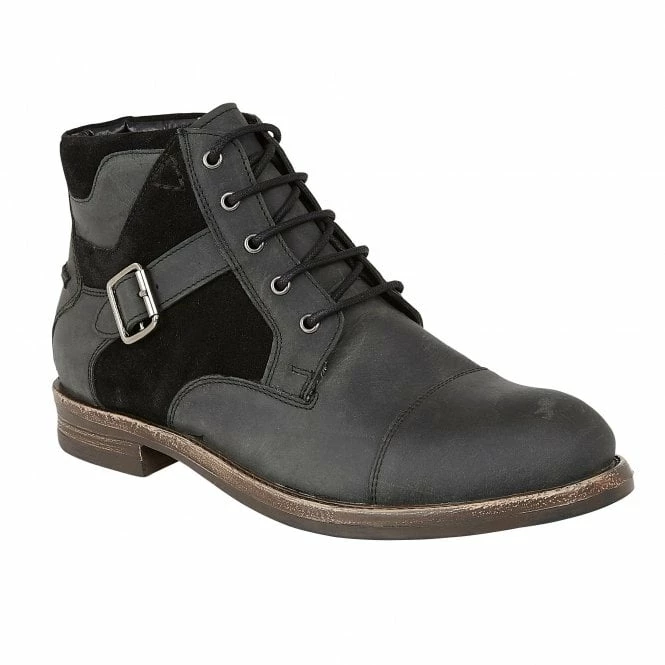 Black Leather & Suede Irvine Lace-Up Boots | Lotus 3 Black Leather & Suede Irvine Lace-Up Boots | Lotus
