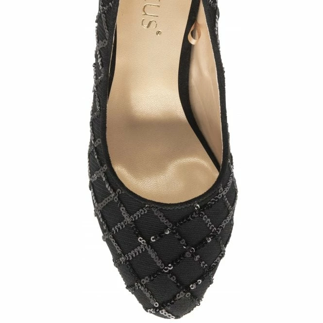Black Lucia Patterned Court Shoes | Lotus 6 Black Lucia Patterned Court Shoes | Lotus - Image 4