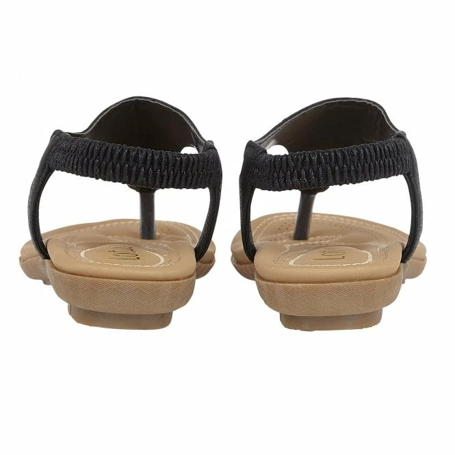 Black Orla Flat Toe-Post Sandals | Lotus 5 Black Orla Flat Toe-Post Sandals | Lotus - Image 3