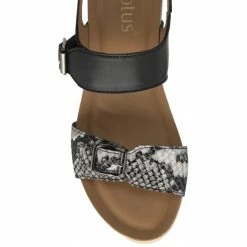 Black & Snake-Print Leather Brynlee Open-Toe Wedge Sandals | Lotus -Lotus Shop black snake print leather brynlee open toe wedge sandals lotus p13663 32704 medium