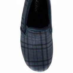 Blue Check Textile Ralf Full Shoe Slippers | Lotus -Lotus Shop blue check textile ralf full shoe slippers lotus p13133 31073 medium