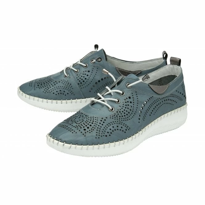 Blue Leather Katya Casual Shoes | Lotus 4 Blue Leather Katya Casual Shoes | Lotus - Image 2