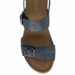 Blue & Snake-Print Leather Brynlee Open-Toe Wedge Sandals | Lotus -Lotus Shop blue snake print leather brynlee open toe wedge sandals lotus p13662 32696 medium