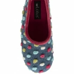 Blue Zoe Textile Pom-Pom Slippers | Lotus -Lotus Shop blue zoe textile pom pom slippers lotus p13130 31053 medium