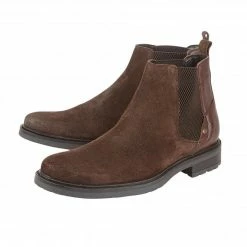 Brown Suede & Leather Fabian Slip-On Boots | Lotus -Lotus Shop brown suede leather fabian slip on boots lotus p12853 29425 medium