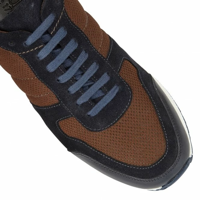 Brown Textile & Navy Leather Barrie Trainers | Lotus 6 Brown Textile & Navy Leather Barrie Trainers | Lotus - Image 4