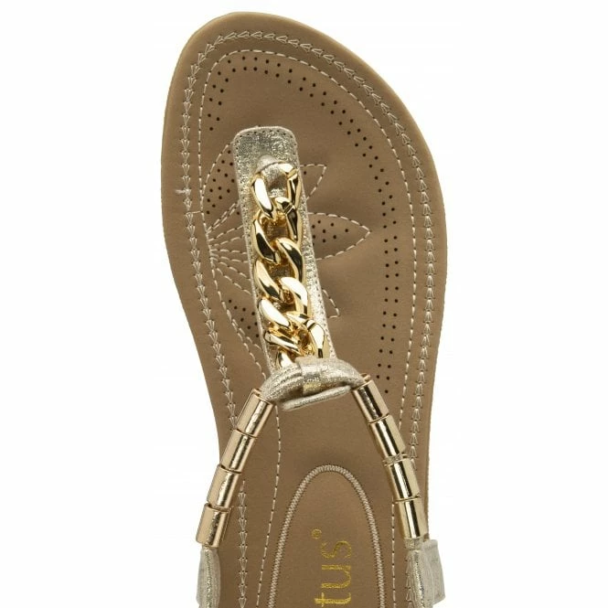 Gold Cybil Flat Toe-Post Sandals | Lotus 6 Gold Cybil Flat Toe-Post Sandals | Lotus - Image 4