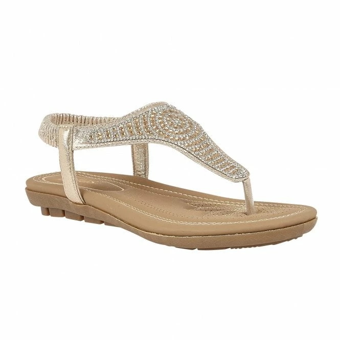 Gold Orla Flat Toe-Post Sandals | Lotus 3 Gold Orla Flat Toe-Post Sandals | Lotus