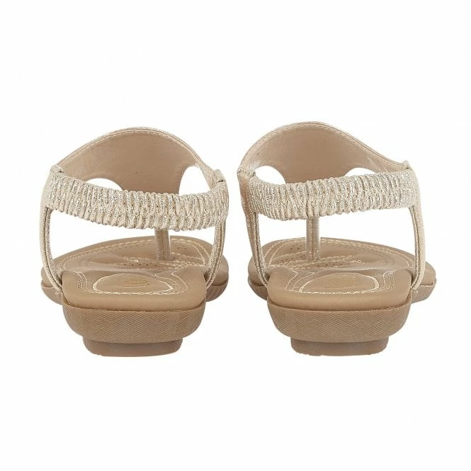 Gold Orla Flat Toe-Post Sandals | Lotus 5 Gold Orla Flat Toe-Post Sandals | Lotus - Image 3