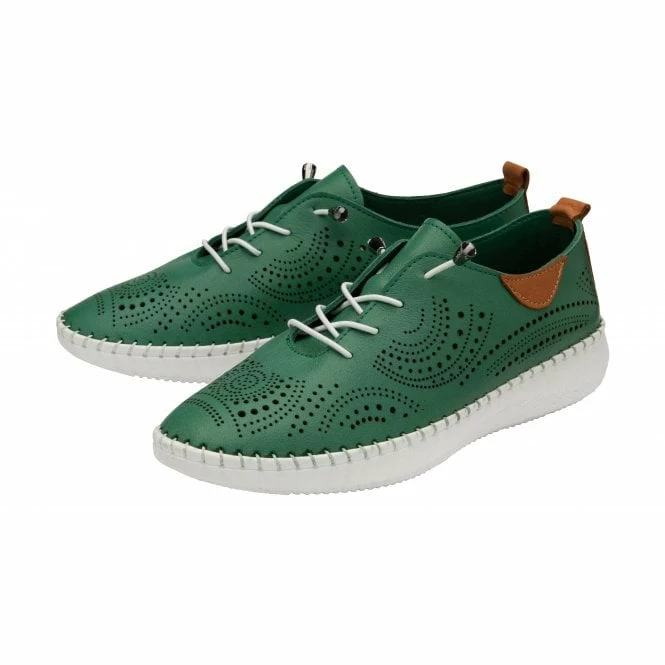 Green Leather Katya Casual Shoes | Lotus 4 Green Leather Katya Casual Shoes | Lotus - Image 2