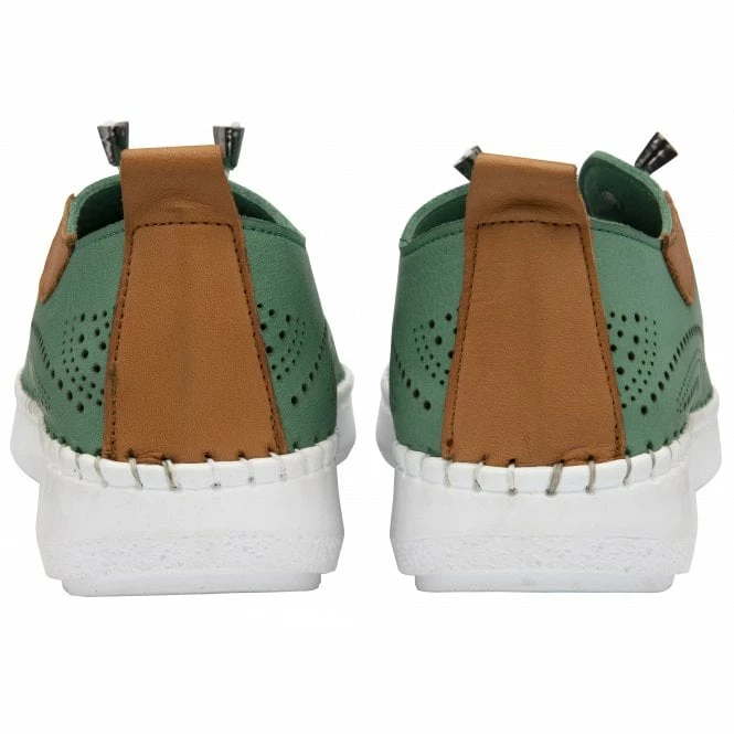 Green Leather Katya Casual Shoes | Lotus 5 Green Leather Katya Casual Shoes | Lotus - Image 3