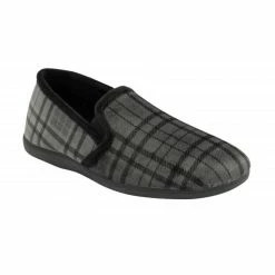 Grey Check Textile Ralf Full Shoe Slippers | Lotus