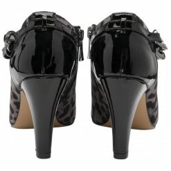 Grey & Leopard-Print Microfibre Alison Heeled Shoe-Boots | Lotus -Lotus Shop grey leopard print microfibre alison heeled shoe boots lotus p13524 31882 medium