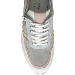 Grey Pastel Leather Suzuka Zip-Up Casual Trainers | Stressless By Lotus -Lotus Shop grey pastel leather suzuka zip up casual trainers stressless by lotus p13705 32944 medium