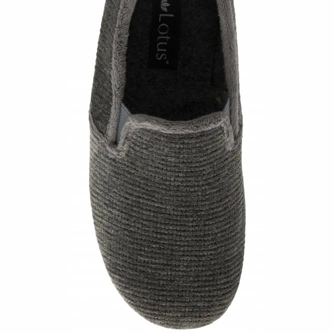 Grey Velour Sheldon Slippers | Lotus 6 Grey Velour Sheldon Slippers | Lotus - Image 4