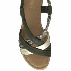Khaki & Leopard-Print Leather Christa Wedge Sandals | Lotus 9 Khaki & Leopard-Print Leather Christa Wedge Sandals | Lotus -Lotus Shop khaki leopard print leather christa wedge sandals lotus p13195 31412 medium