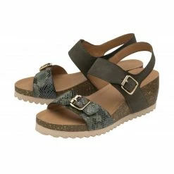 Khaki & Snake-Print Leather Brynlee Open-Toe Wedge Sandals | Lotus -Lotus Shop khaki snake print leather brynlee open toe wedge sandals lotus p13578 32698 medium