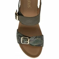 Khaki & Snake-Print Leather Brynlee Open-Toe Wedge Sandals | Lotus -Lotus Shop khaki snake print leather brynlee open toe wedge sandals lotus p13578 32700 medium