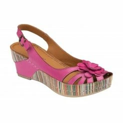 Magenta Leather Caria Slingback Shoes | Lotus