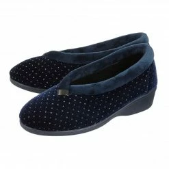 Navy Beverley Velour Slippers | Lotus -Lotus Shop navy beverley velour slippers lotus p12848 29377 medium