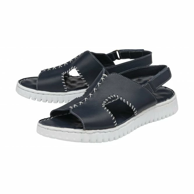 Navy Leather Astrid Slingback Sandals | Lotus 4 Navy Leather Astrid Slingback Sandals | Lotus - Image 2