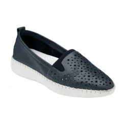 Navy Leather Francesca Slip-On Shoes | Lotus