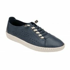 Navy Leather Kamari Casual Slip-On Shoes | Lotus