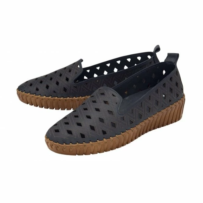 Navy Leather Karson Slip-On Shoes | Lotus 4 Navy Leather Karson Slip-On Shoes | Lotus - Image 2